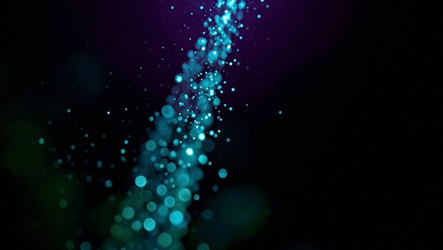 Translucent spheres stream in deep purple digital void
