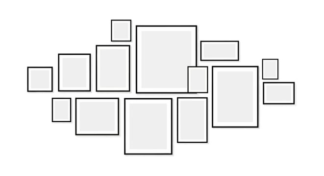 Blank Photo Frames Collage on White Background