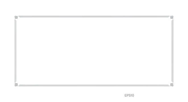 Blank Rectangle Frame Border with Corner Brackets on White Background