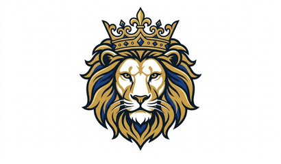 Obraz premium King lion head vector illustration with royal crown emblem for luxury branding