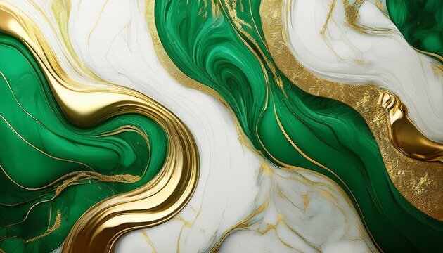 background of colors with green white and golden marble texture generative ai