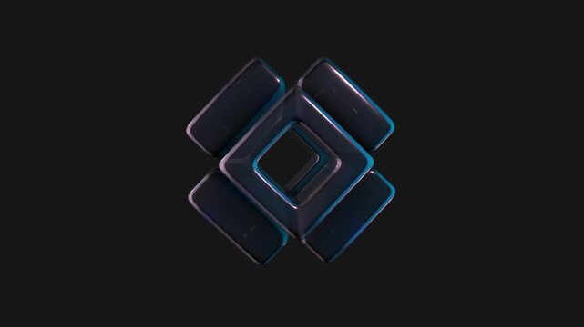A drag and drop 3D dark chrome style electric shape with alpha that spins on a loop.
