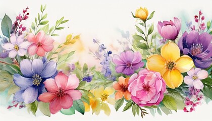 Fototapeta premium watercolor spring flowers spring florals generative ai