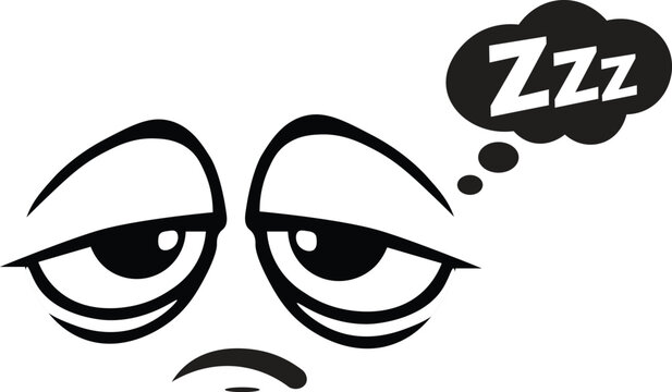 Sleepy Face Line Art Vector &ndash; Tired Expression with Zzz Thought Bubble