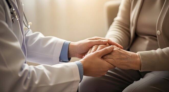 Doctor Comforting Patient With Reassuring Hand Support