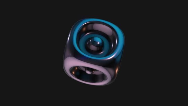 A drag and drop 3D dark chrome style electric shape with alpha that spins on a loop.
