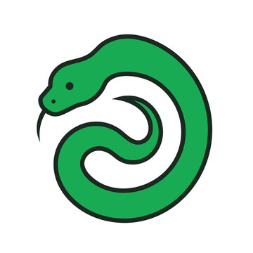 Minimalist green snake vector logo icon illustration.