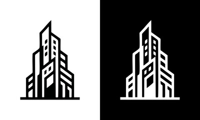 Obraz premium Modern skyscraper building icon set, representing city skyline architecture and corporate real estate development