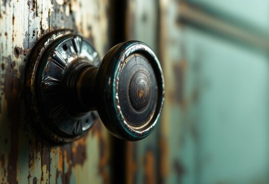 Close-up of weathered door knob