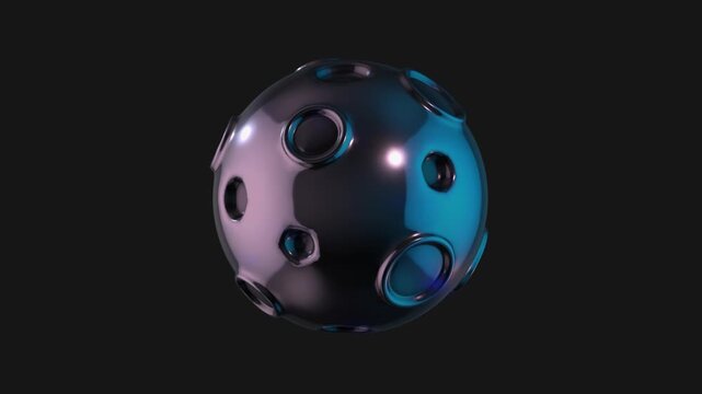 A drag and drop 3D dark chrome style electric shape with alpha that spins on a loop.
