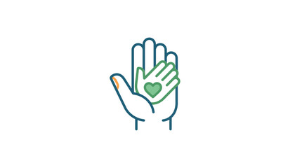 Obraz premium Helping Hand Icon with Heart, Generosity and Care Concept