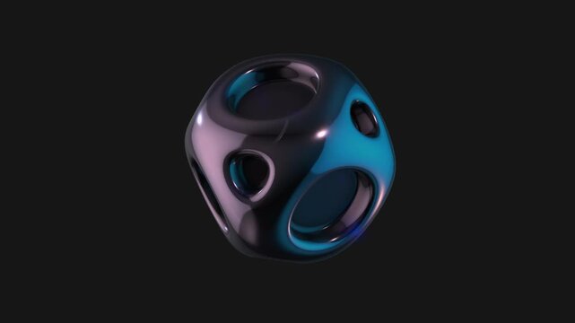 A drag and drop 3D dark chrome style electric shape with alpha that spins on a loop.
