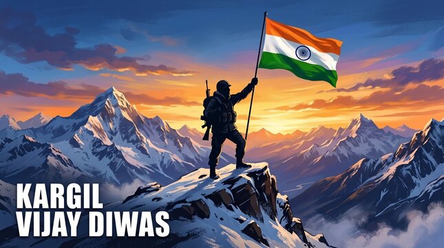 Kargil Vijay Diwas: Soldier Hoisting Flag