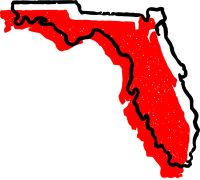 Florida State Map with Grunge Texture