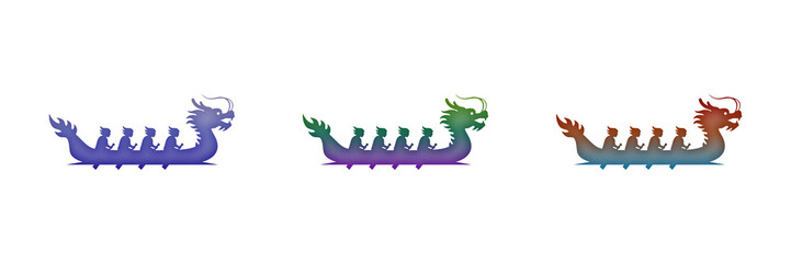 Dragon boat with rowers in purple, green, and orange © FOYJUL