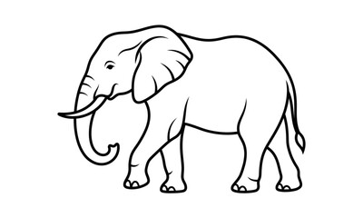 Fototapeta premium African elephant black and white line art vector logo