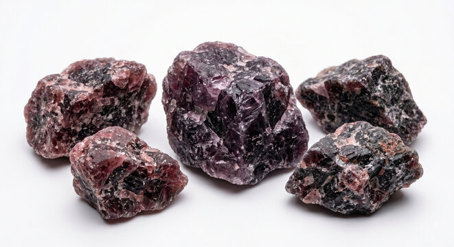 Crystalline chunks of Himalayan black salt Kala Namak isolated on white