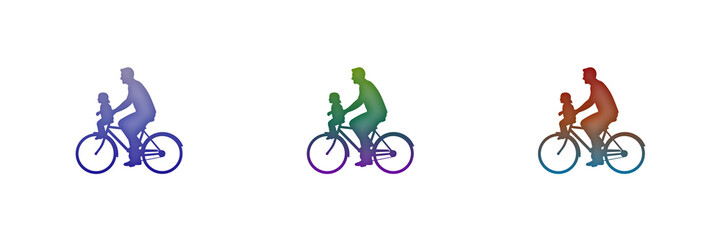 Obraz premium Man riding bicycle with child