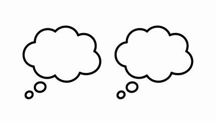 Fototapeta premium thought bubble line drawing cloud speech dialogue sketch simple minimalist black white graphic icon symbol communication idea thinking concept design element