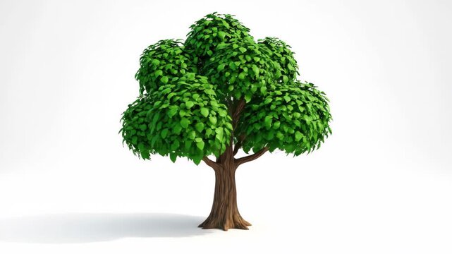 3D rendered green tree material, cartoon-style green tree animation
