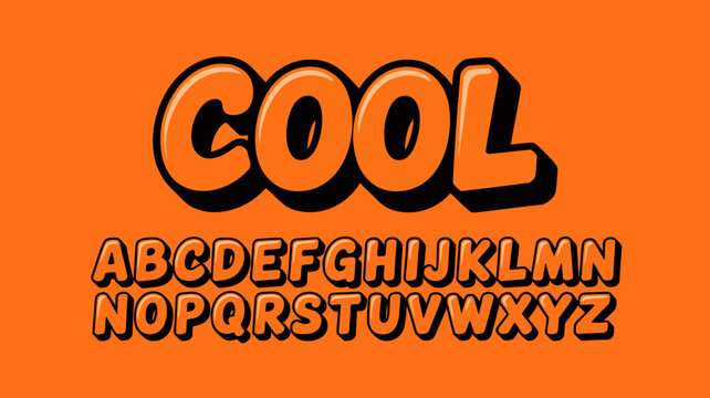 cool alphabet letters in bold orange font typeface text graphic design stylish modern vibrant colorful art typography lettering uppercase characters a z