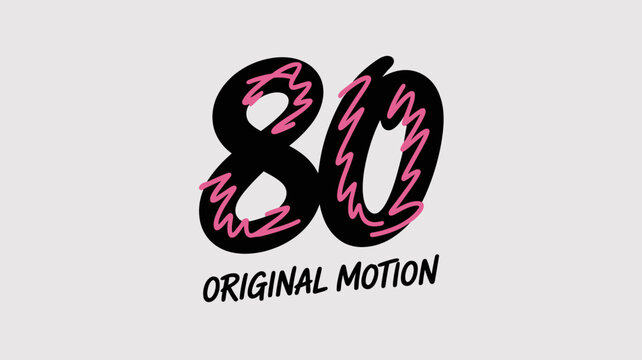 number eighty logo stylized design pink black text graphic icon symbol numbered digit figure numeric typography font modern abstract artistic visual