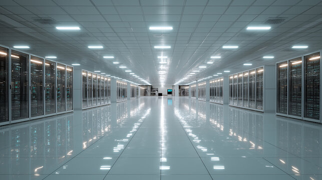 Large Server Room With Advanced Data Storage And Network Systems