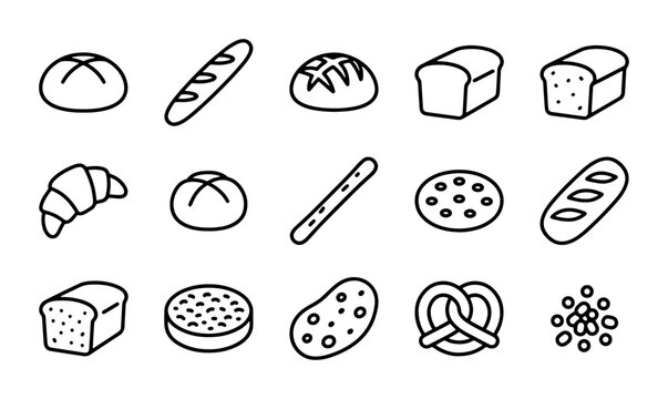 Hand-Drawn Bakery Icons, 15 Vector Elements for Food Graphics, Bread & Pastry Collection