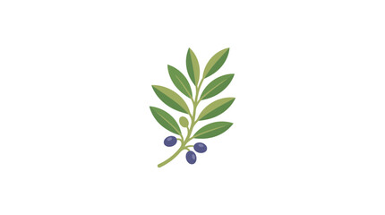 Olive branch with leaves and berries on a white background, illustration © sumi yati