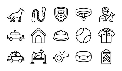 Police Dog Icons, K9 Unit Vector Set, Law Enforcement Canine Service Graphics © Noshin
