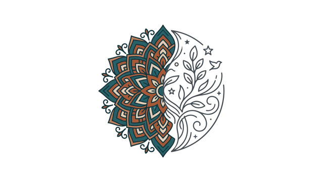 Mandala Half Moon Nature Design