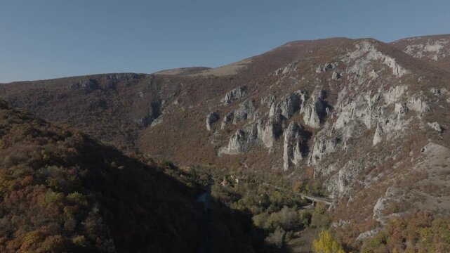Aerial view of Iskar river gorge, Bulgaria.
