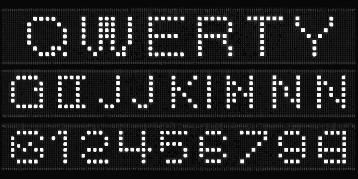 Dot Matrix Font Display With Qwerty And Numeric Characters Black Background