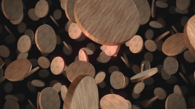 A background of spinning 3D carved wooden style shapes on an endless loop.
