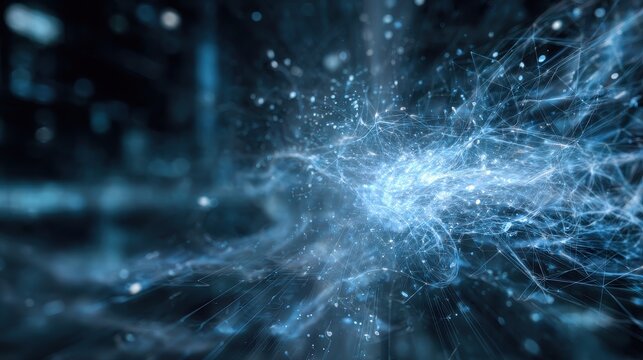 Quantum Processing futuristic blue digital framework emitting energetic signals symbolizing next generation computing and scientific breakthroughs focus on advanced research theme whimsical.