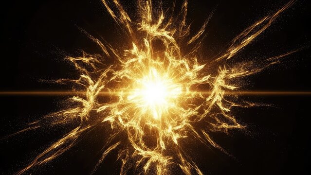 Abstract Golden Energy Explosion with Light Streaks.
