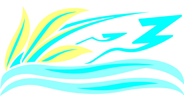 Abstract turquoise and yellow wave graphic for vehicle decals