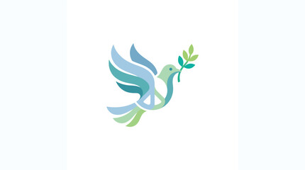 Obraz premium Peace Dove with Olive Branch and Peace Symbol