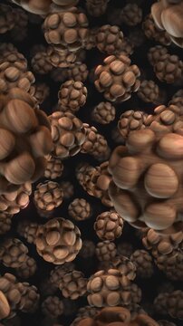 A background of spinning 3D carved wooden style shapes on an endless loop.
