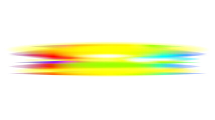 Fototapeta premium Abstract horizontal rainbow light leak flare isolated on transparent background. Vibrant neon colorful prism beam streak with motion blur. Iridescent futuristic backdrop shape. Ready to use PNG.