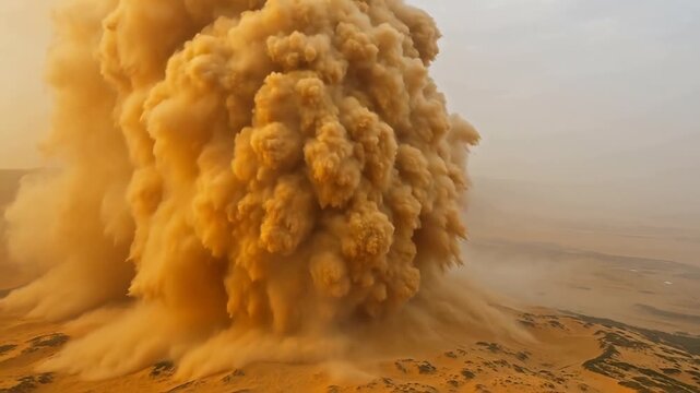 Aerial View of a Massive Dust Devil in the Desert