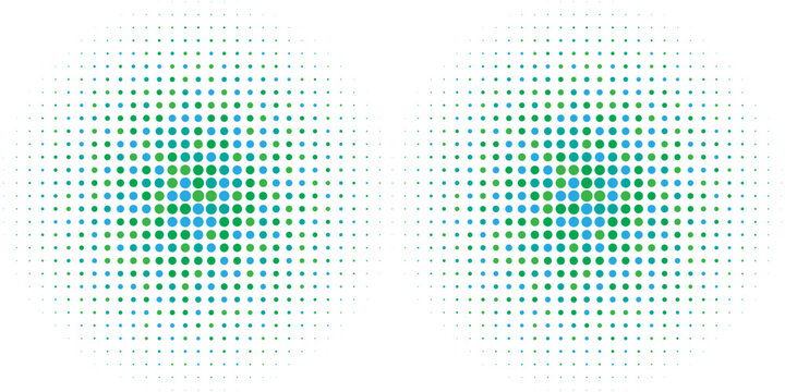 Fresh green radial pattern background. Abstract spring dotted concentric circles wallpaper. Circular halftone dots comic texture backdrop. Vector spring cartoon pop art overlay for poster, banner