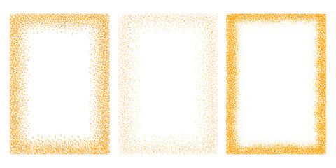 Grainy rectangular frame set. Orange textured borders isolated on white background. Template for greeting card, invitations, posters © Peviotadesign