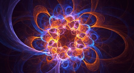 Obraz premium Vibrant fractal flame abstract pattern with orange and blue.