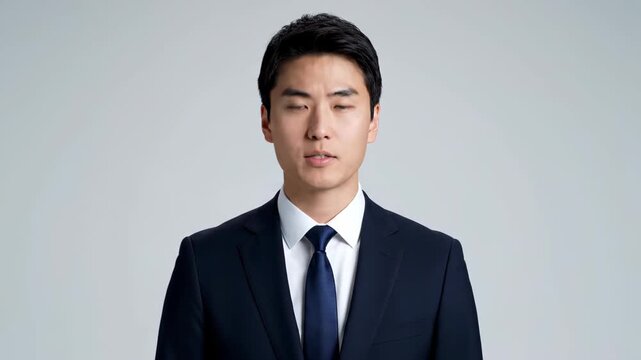 Business man frontal bust image, business man frontal expression matching