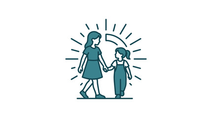 Obraz premium Sisterhood bond, two girls walking hand in hand, happy childhood, family connection