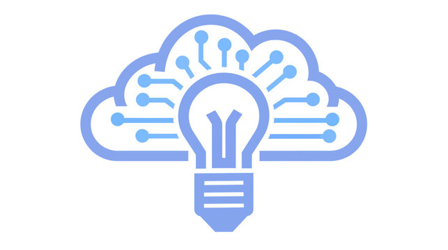 Blue lightbulb and cloud icon with circuit board pattern