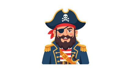 Obraz premium Cartoon Pirate Captain with Eye Patch and Beard