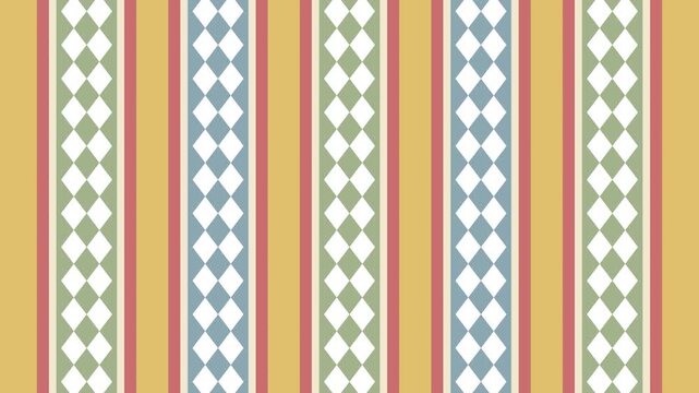 Seamless loop animation of an abstract background featuring diamond pattern stripes moving up and down continuously on a solid backdrop layout