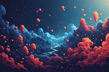Fototapeta premium Surreal Mountain Valley Landscape with a Massive Celestial Planet Rising at Sunset
